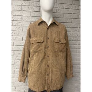 High Sierra Men Tan Faux Suede Long Sleeve Lined Shirt Size M